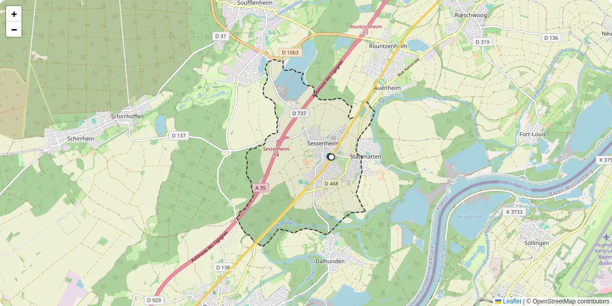 Carte du réseau de transport en commun à Sessenheim - lignes de bus et arrêts