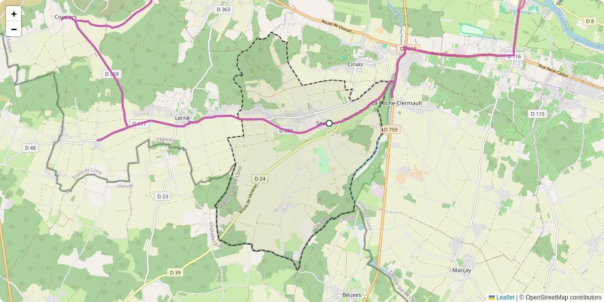 Carte du réseau de transport en commun à Seuilly - lignes de bus et arrêts