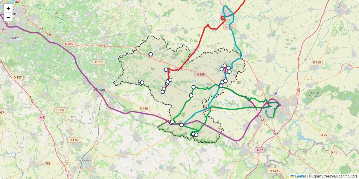 Carte du réseau de transport en commun à Sèvremoine - lignes de bus et arrêts