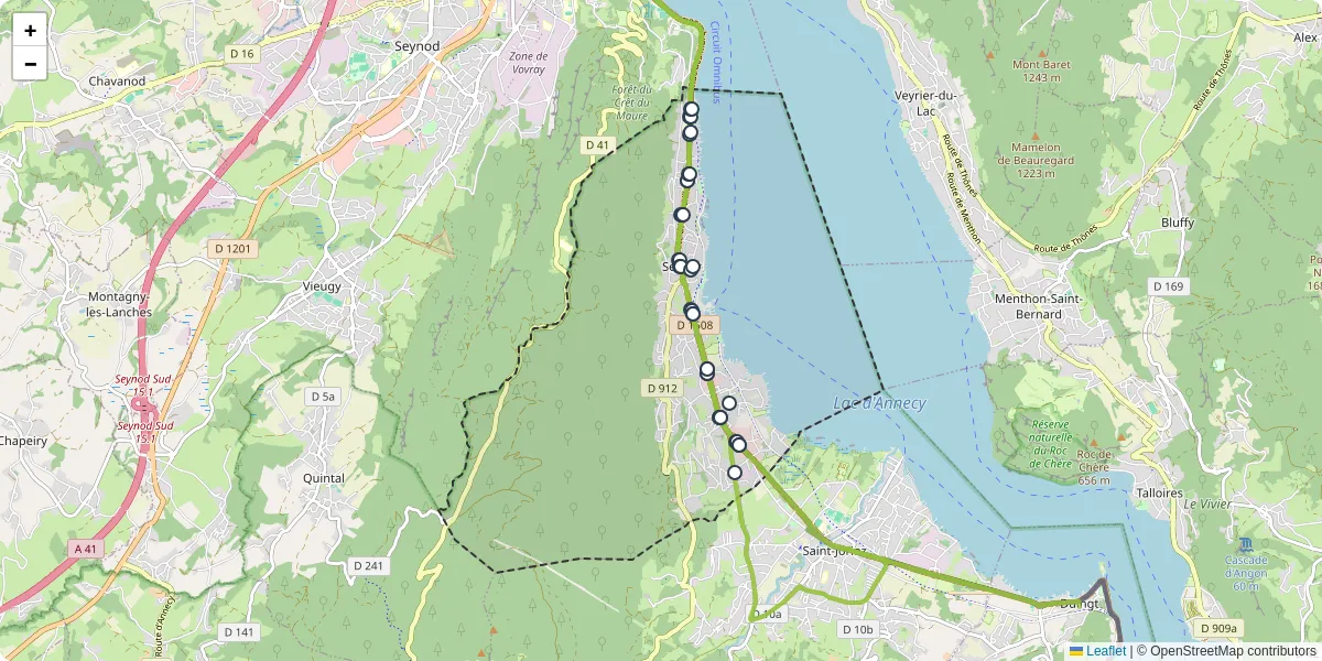 Carte du réseau de transport en commun à Sevrier - lignes de bus et arrêts