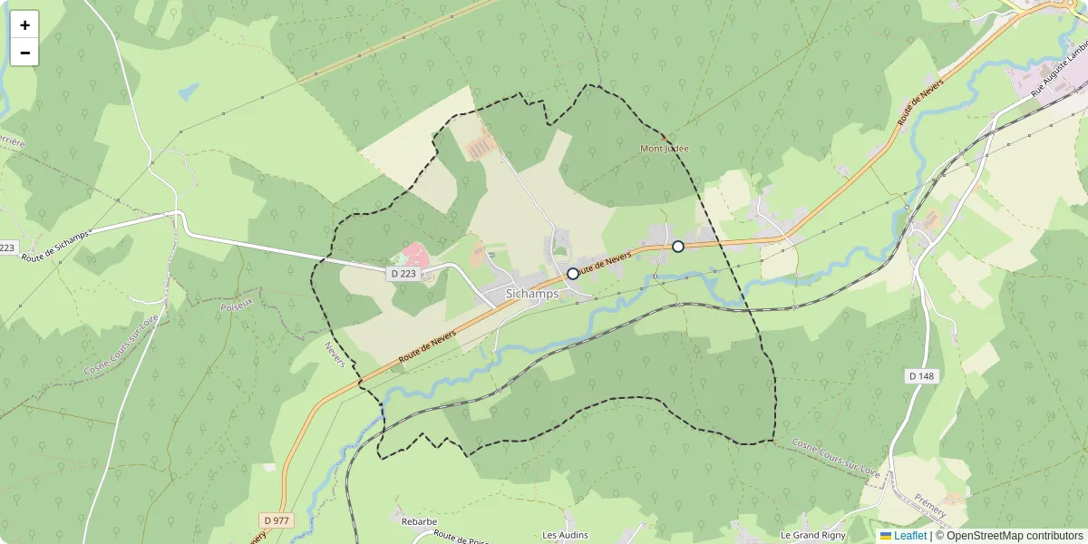 Carte du réseau de transport en commun à Sichamps - lignes de bus et arrêts