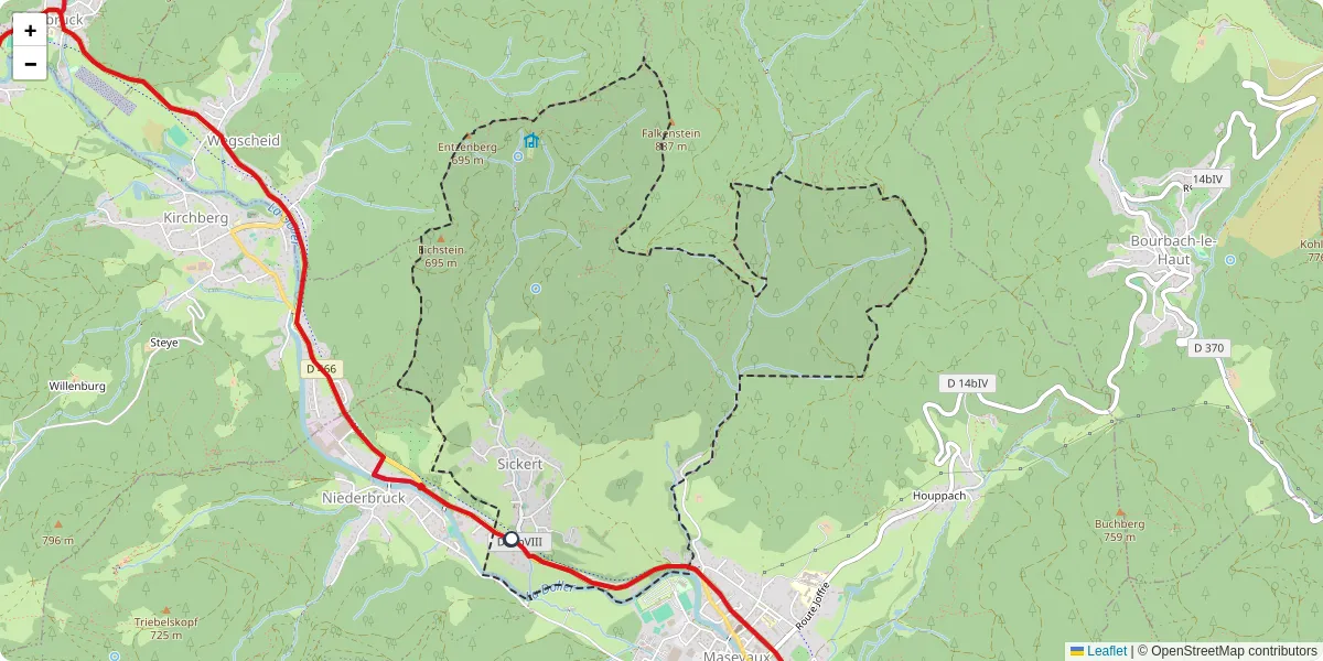 Carte du réseau de transport en commun à Sickert - lignes de bus et arrêts