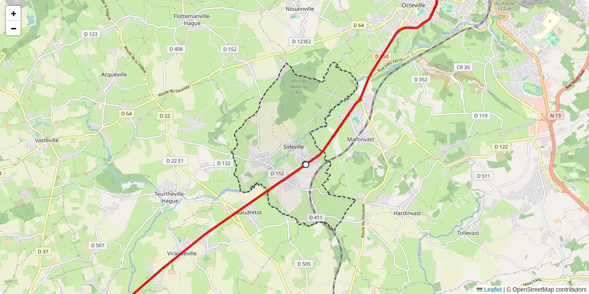 Carte du réseau de transport en commun à Sideville - lignes de bus et arrêts