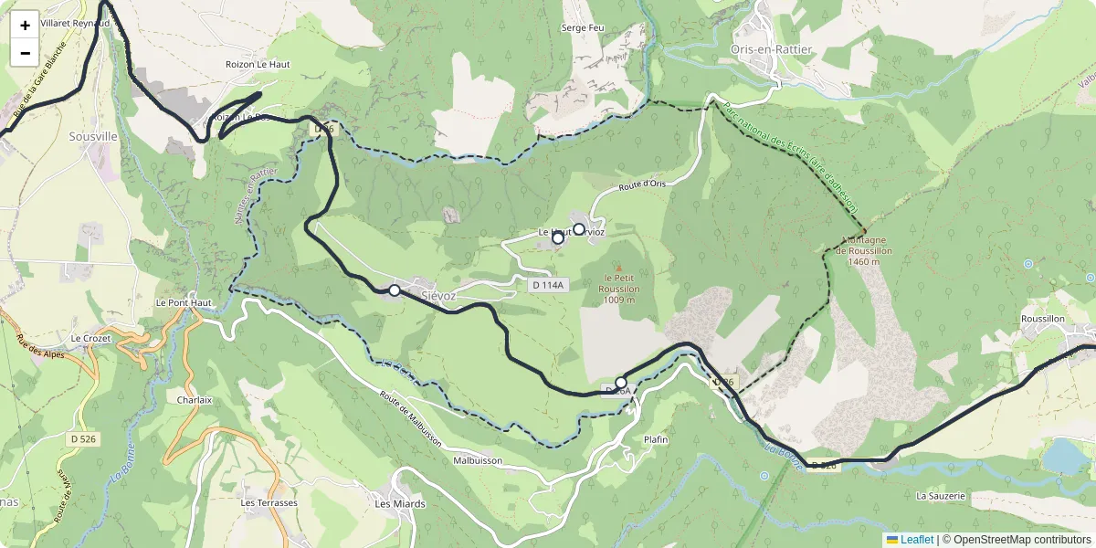 Carte du réseau de transport en commun à Siévoz - lignes de bus et arrêts