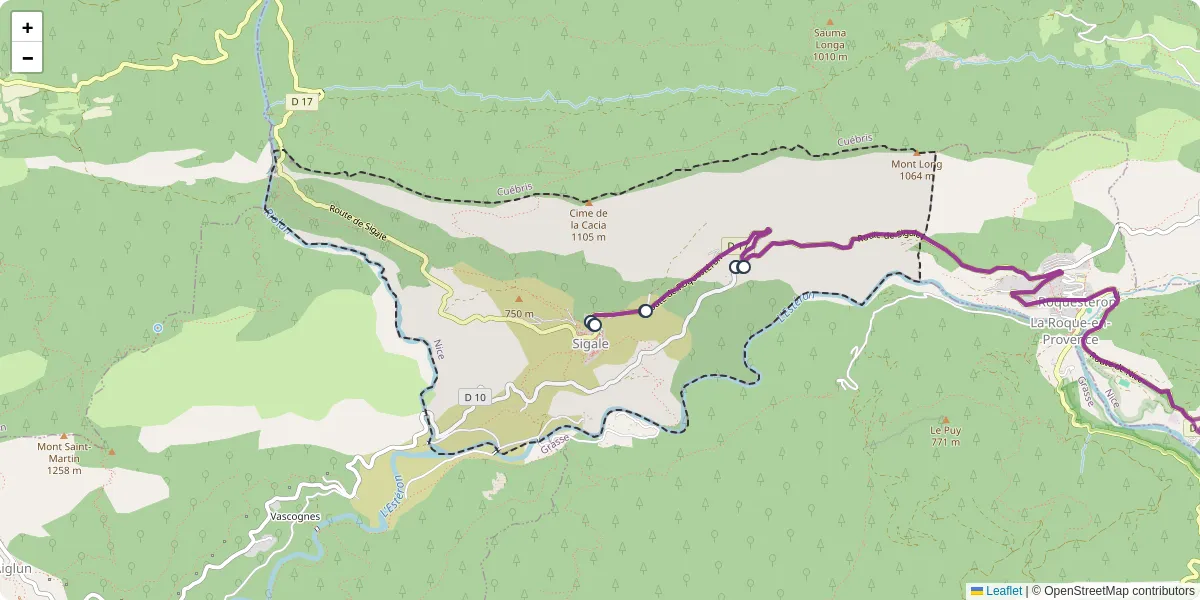 Carte du réseau de transport en commun à Sigale - lignes de bus et arrêts