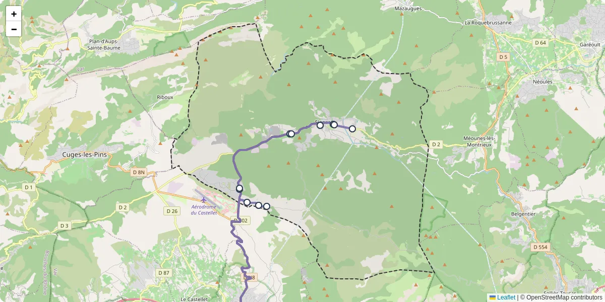 Carte du réseau de transport en commun à Signes - lignes de bus et arrêts