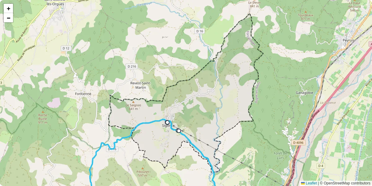 Carte du réseau de transport en commun à Sigonce - lignes de bus et arrêts