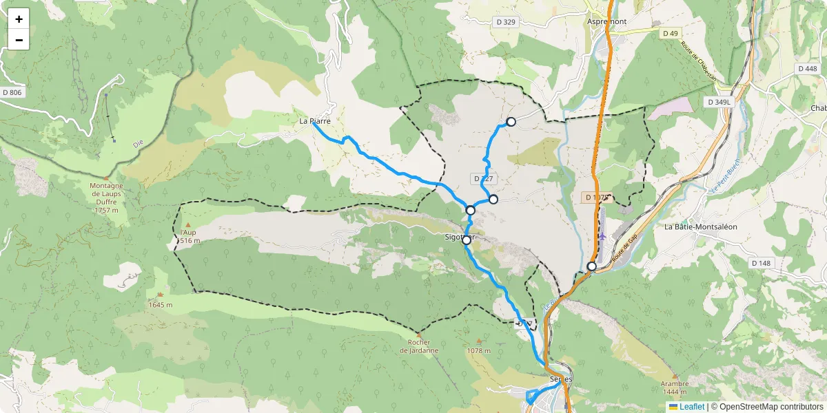 Carte du réseau de transport en commun à Sigottier - lignes de bus et arrêts