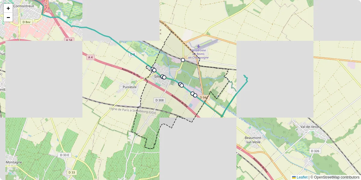 Carte du réseau de transport en commun à Sillery - lignes de bus et arrêts