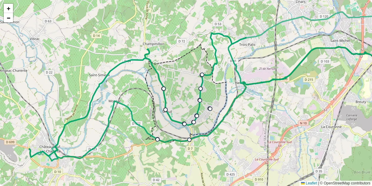 Carte du réseau de transport en commun à Sireuil - lignes de bus et arrêts