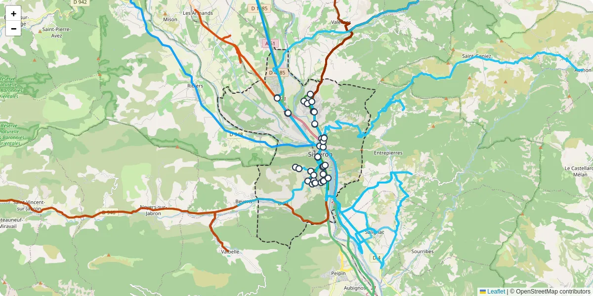 Carte du réseau de transport en commun à Sisteron - lignes de bus et arrêts