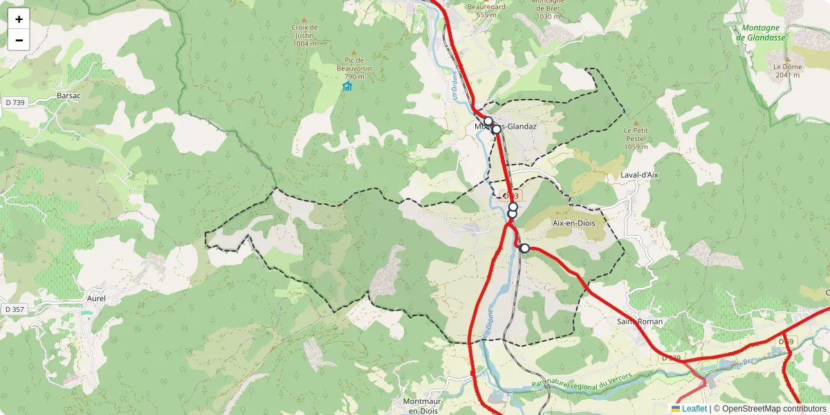 Carte du réseau de transport en commun à Solaure en Diois - lignes de bus et arrêts