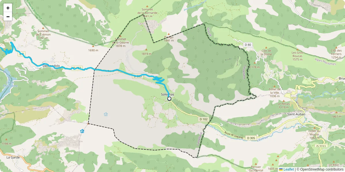 Carte du réseau de transport en commun à Soleilhas - lignes de bus et arrêts