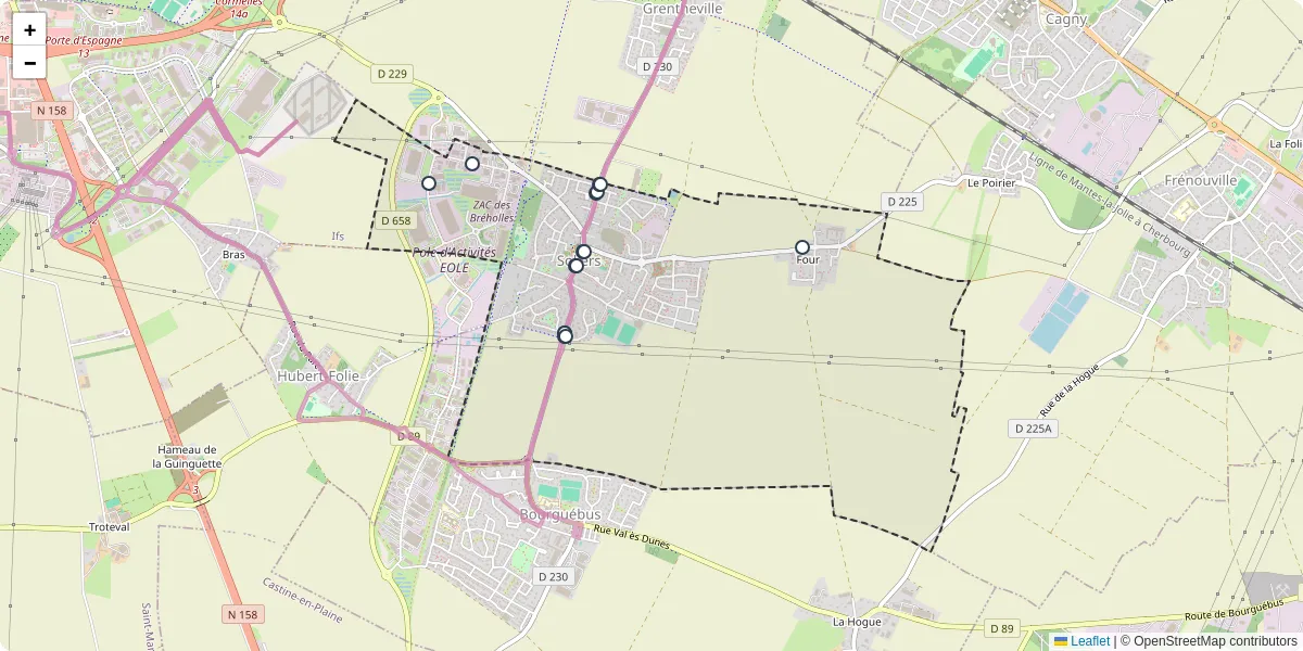 Carte du réseau de transport en commun à Soliers - lignes de bus et arrêts