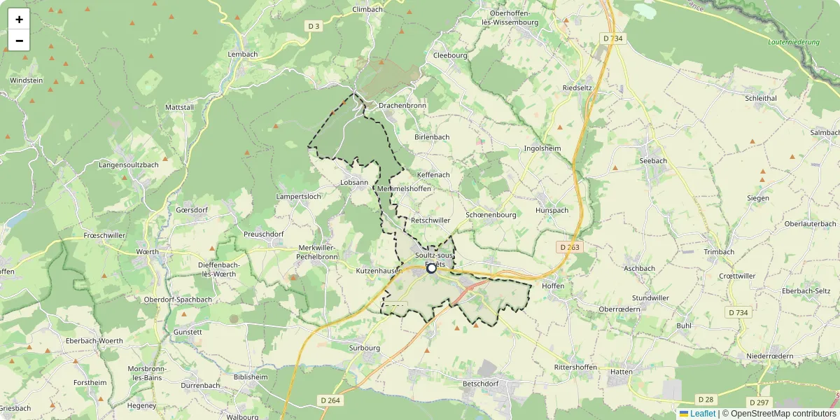 Carte du réseau de transport en commun à Soultz-sous-Forêts - lignes de bus et arrêts