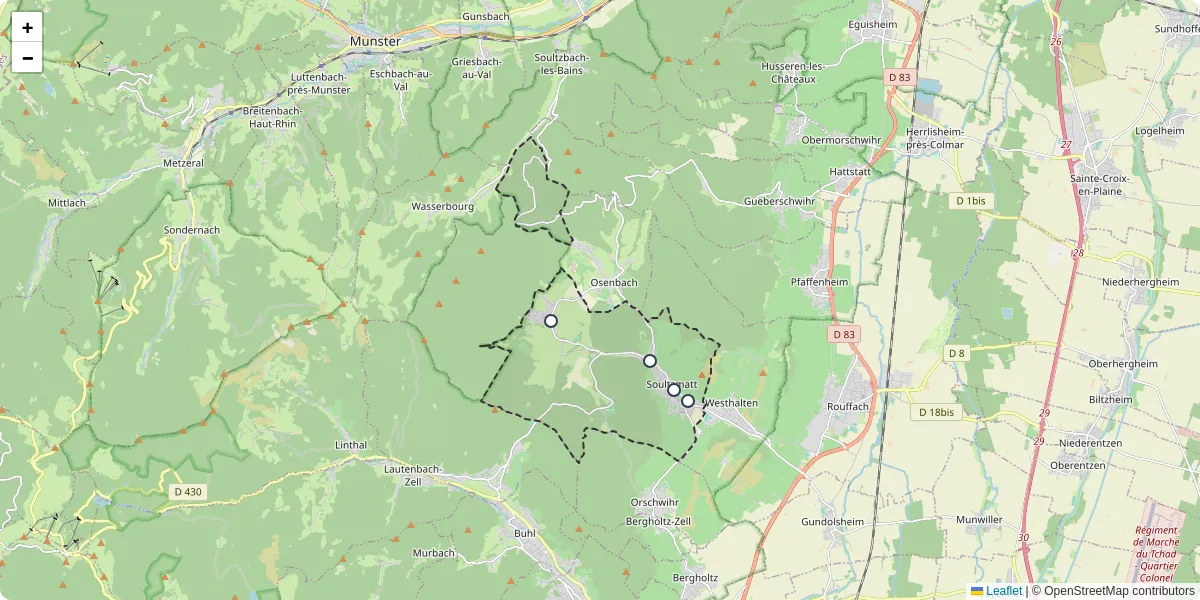 Carte du réseau de transport en commun à Soultzmatt - lignes de bus et arrêts