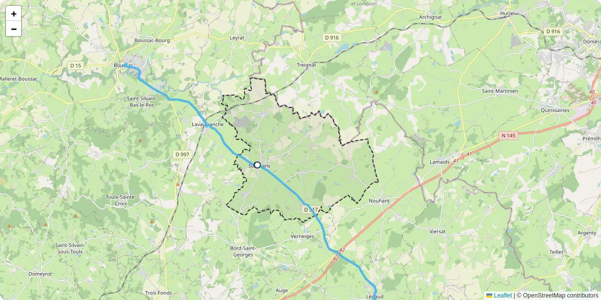 Carte du réseau de transport en commun à Soumans - lignes de bus et arrêts
