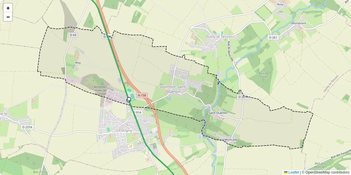 Carte du réseau de transport en commun à Soumont-Saint-Quentin - lignes de bus et arrêts