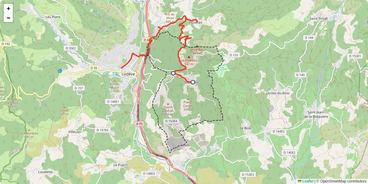 Carte du réseau de transport en commun à Soumont - lignes de bus et arrêts