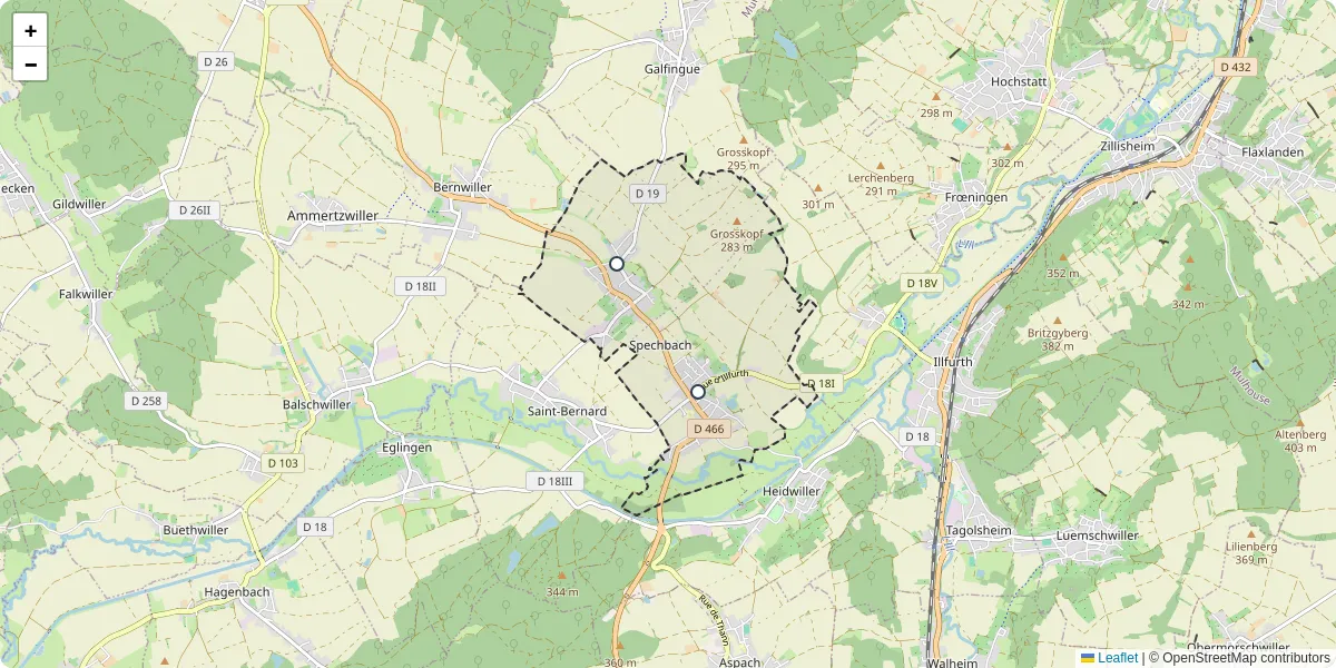 Carte du réseau de transport en commun à Spechbach - lignes de bus et arrêts
