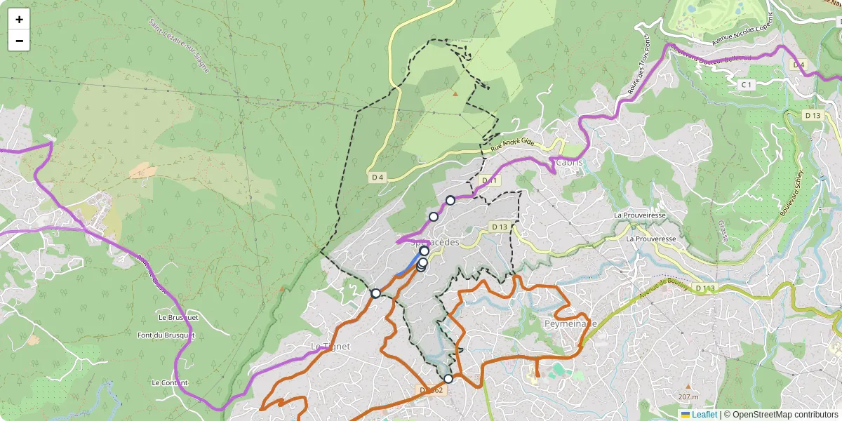 Carte du réseau de transport en commun à Spéracèdes - lignes de bus et arrêts
