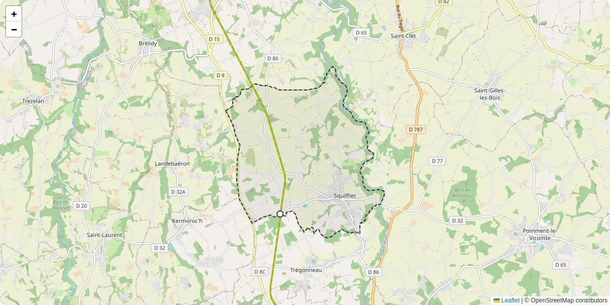 Carte du réseau de transport en commun à Squiffiec - lignes de bus et arrêts