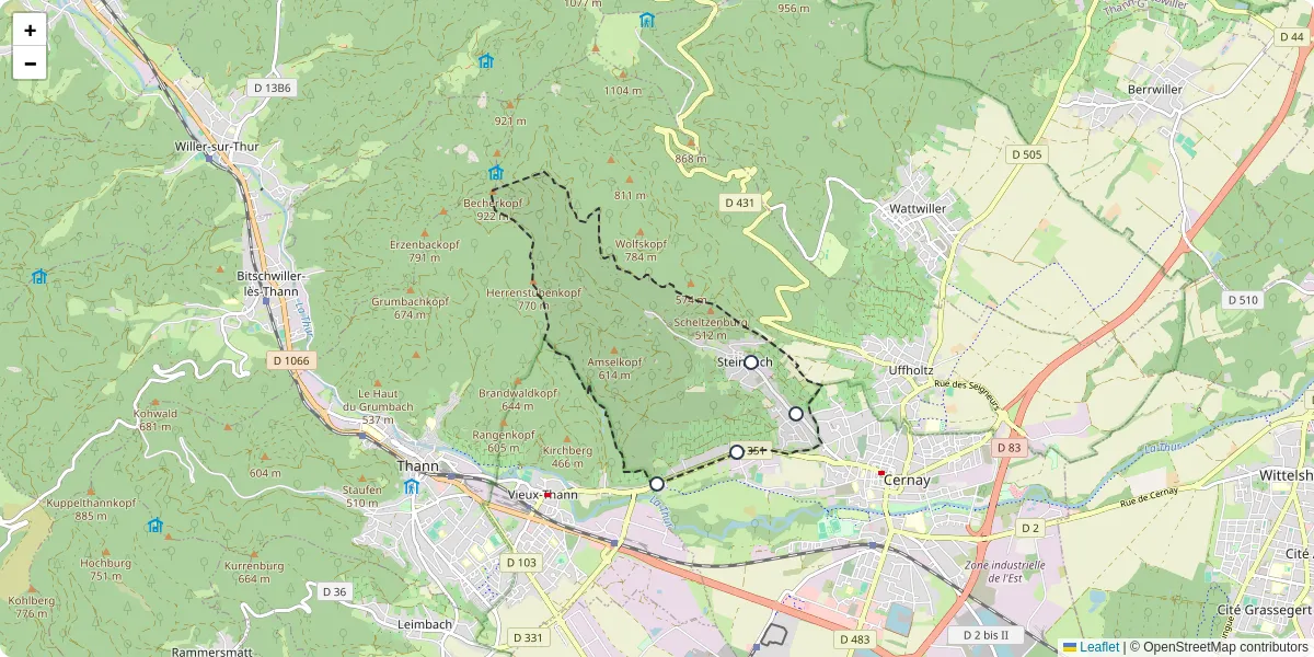 Carte du réseau de transport en commun à Steinbach - lignes de bus et arrêts
