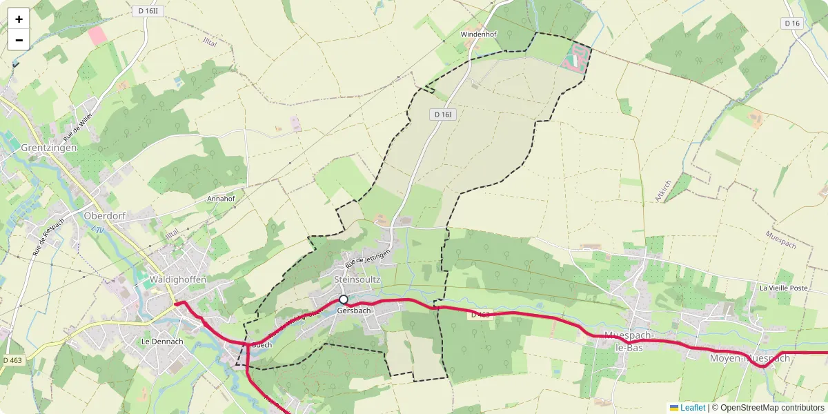 Carte du réseau de transport en commun à Steinsoultz - lignes de bus et arrêts