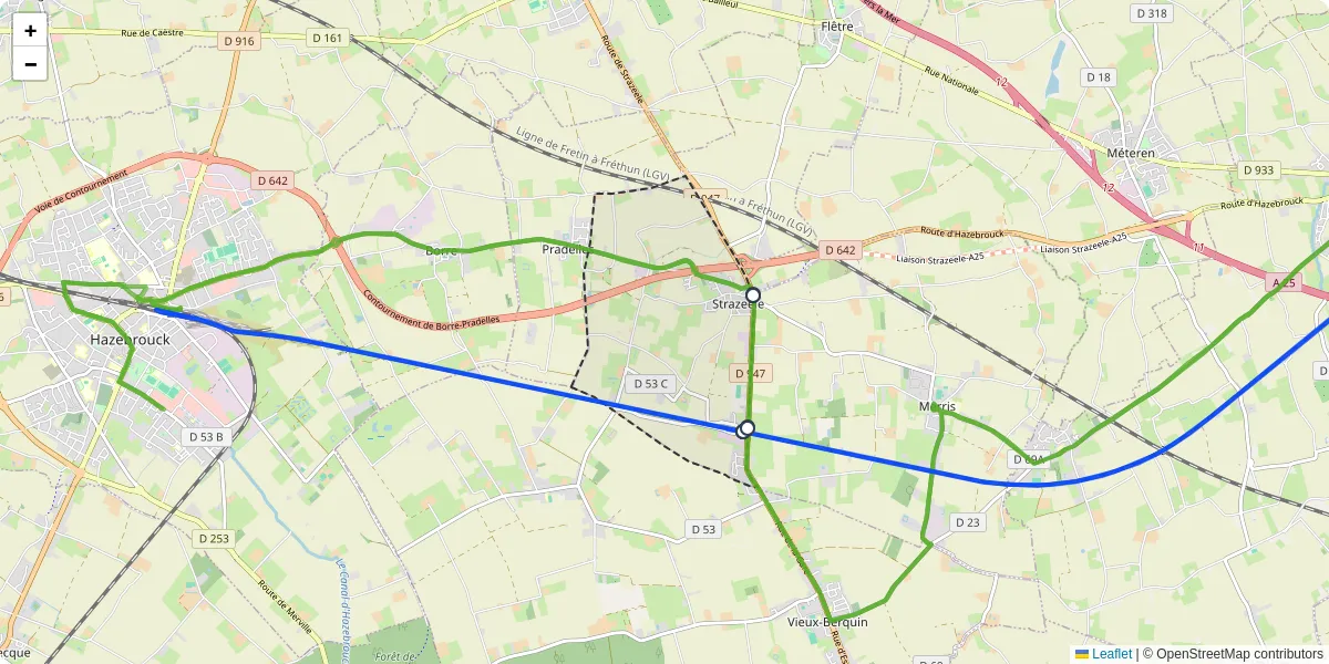 Carte du réseau de transport en commun à Strazeele - lignes de bus et arrêts