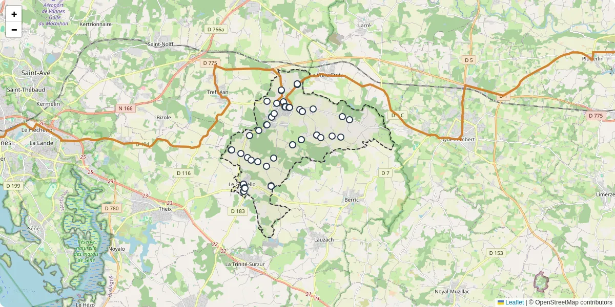 Carte du réseau de transport en commun à Sulniac - lignes de bus et arrêts