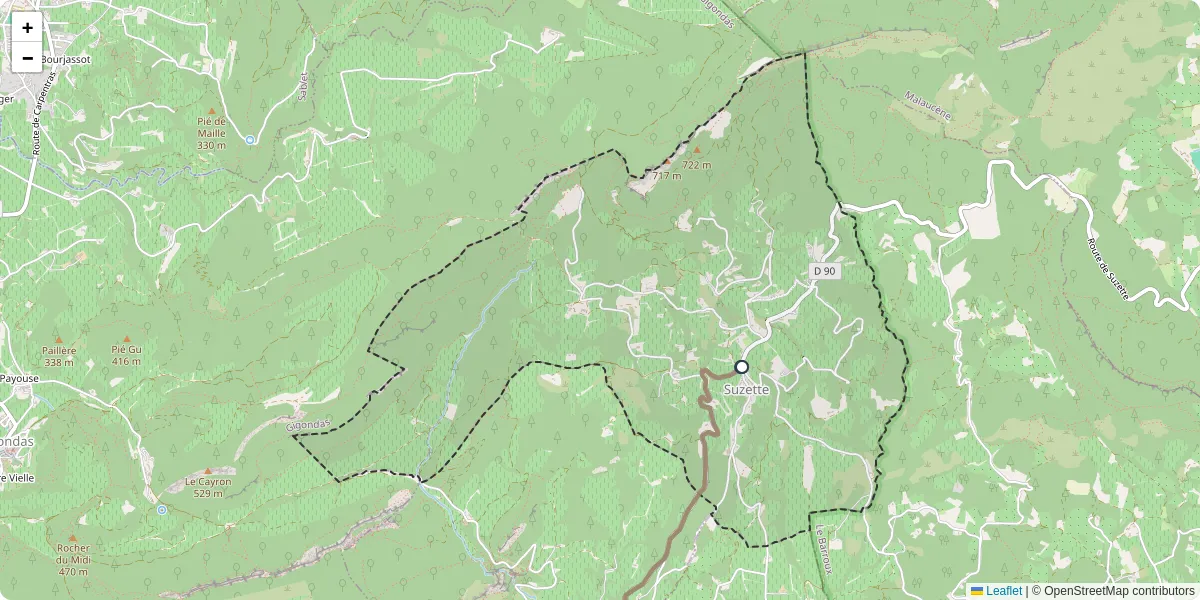 Carte du réseau de transport en commun à Suzette - lignes de bus et arrêts