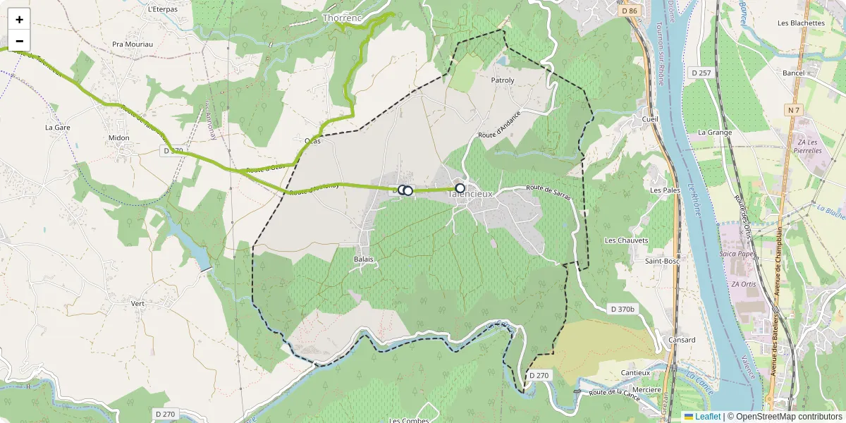 Carte du réseau de transport en commun à Talencieux - lignes de bus et arrêts