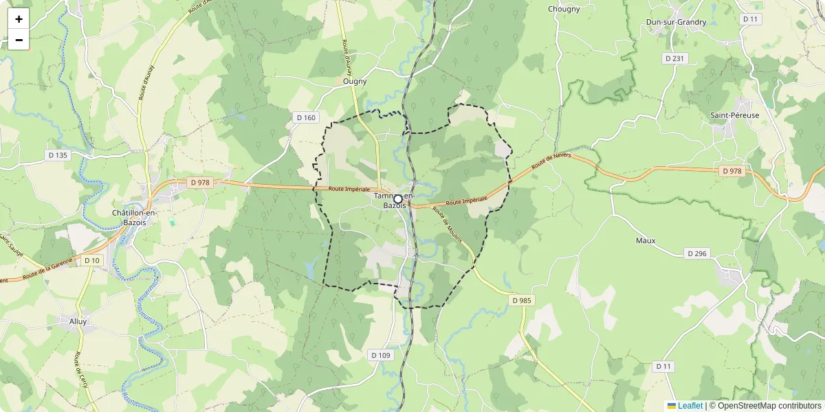Carte du réseau de transport en commun à Tamnay-en-Bazois - lignes de bus et arrêts