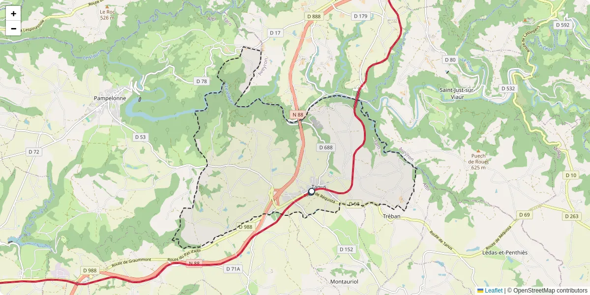 Carte du réseau de transport en commun à Tanus - lignes de bus et arrêts