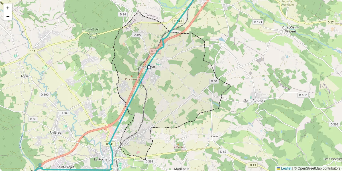 Carte du réseau de transport en commun à Taponnat-Fleurignac - lignes de bus et arrêts