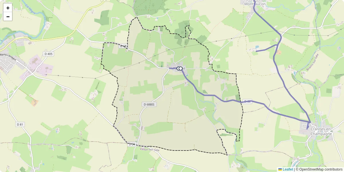 Carte du réseau de transport en commun à Tassillé - lignes de bus et arrêts