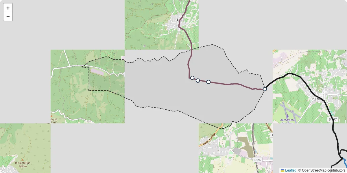 Carte du réseau de transport en commun à Tavel - lignes de bus et arrêts