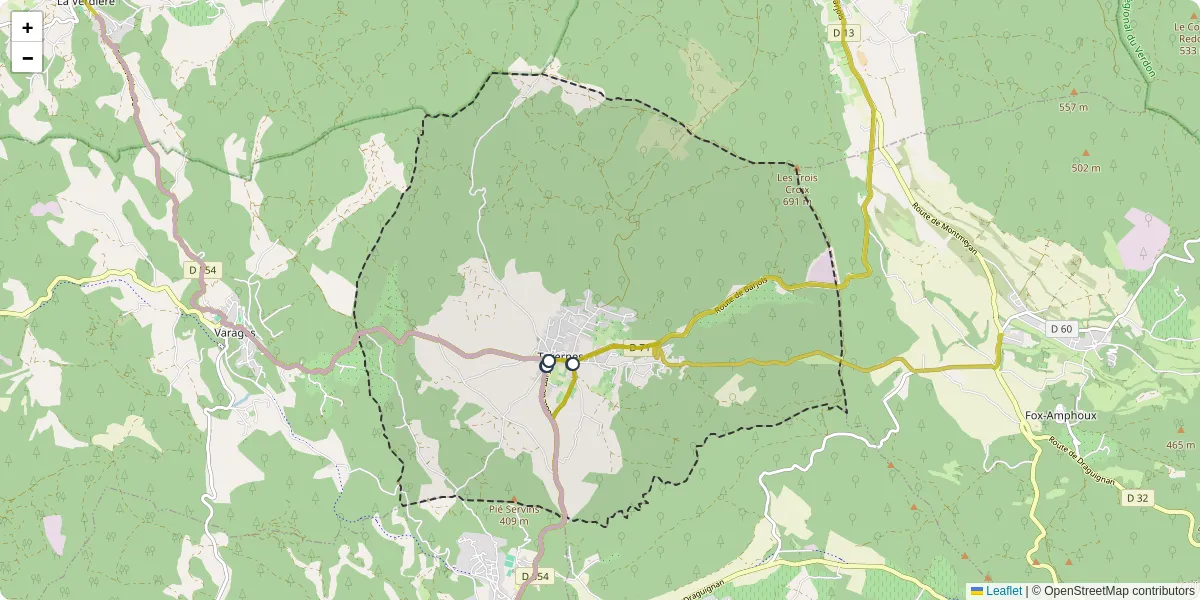 Carte du réseau de transport en commun à Tavernes - lignes de bus et arrêts
