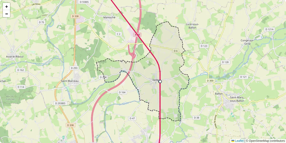 Carte du réseau de transport en commun à Teillé - lignes de bus et arrêts