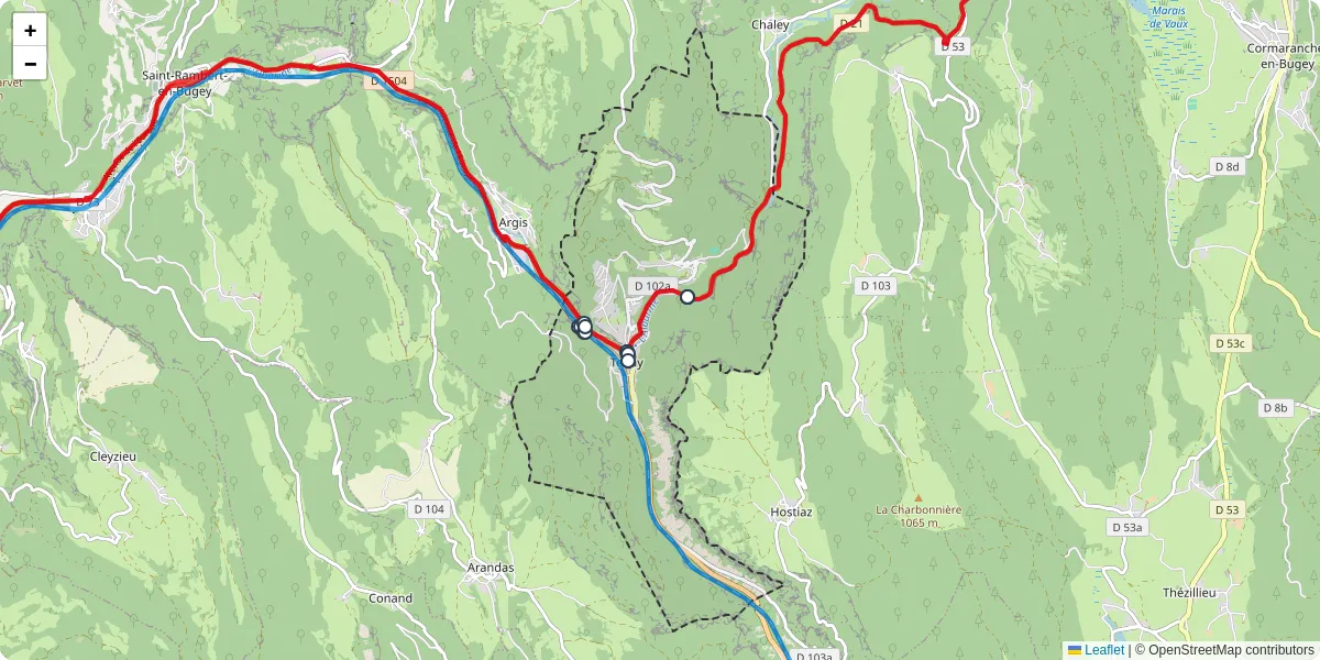 Carte du réseau de transport en commun à Tenay - lignes de bus et arrêts