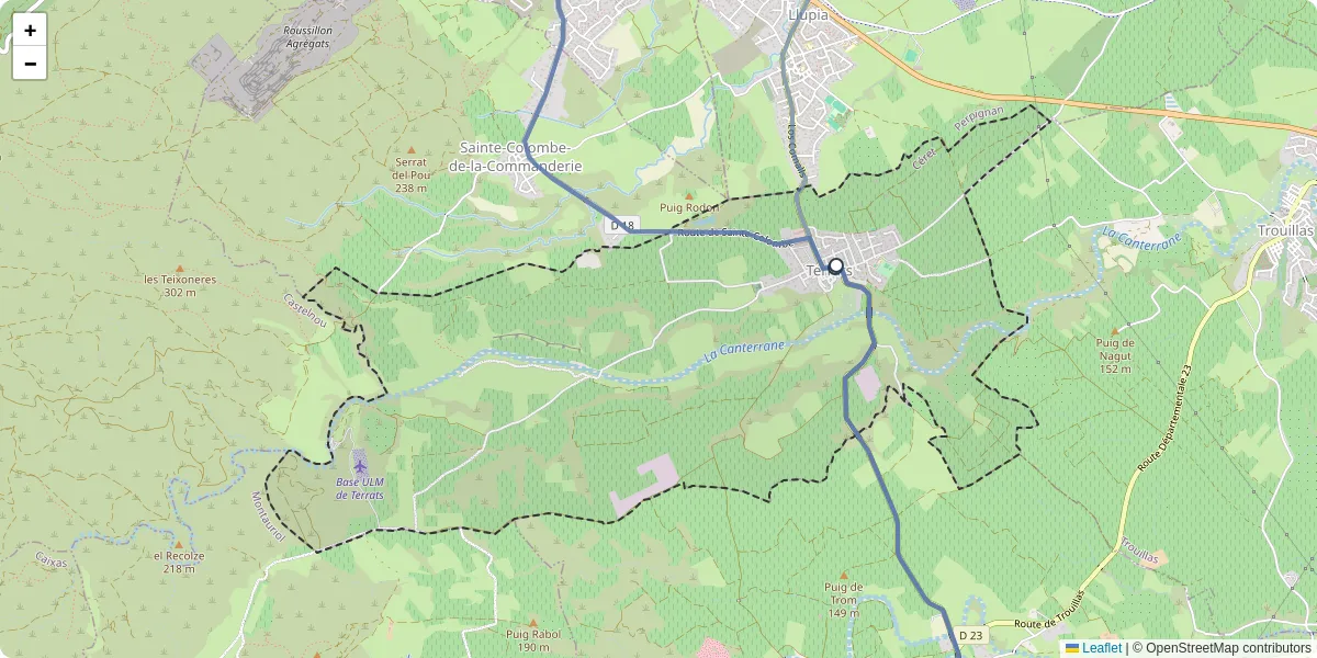 Carte du réseau de transport en commun à Terrats - lignes de bus et arrêts