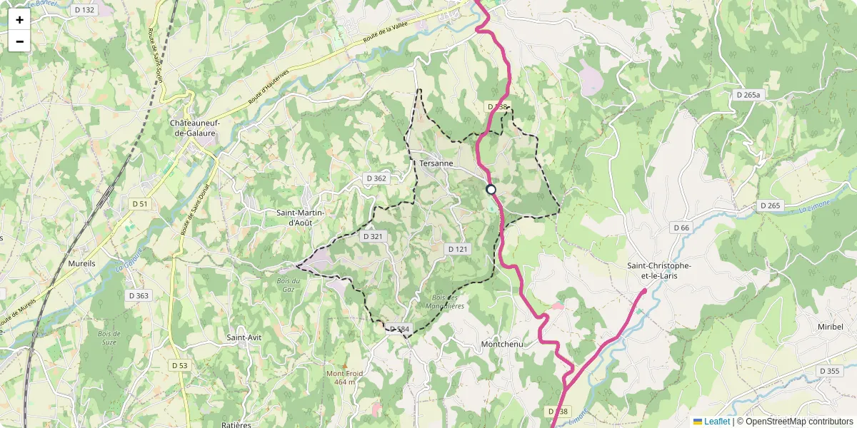 Carte du réseau de transport en commun à Tersanne - lignes de bus et arrêts