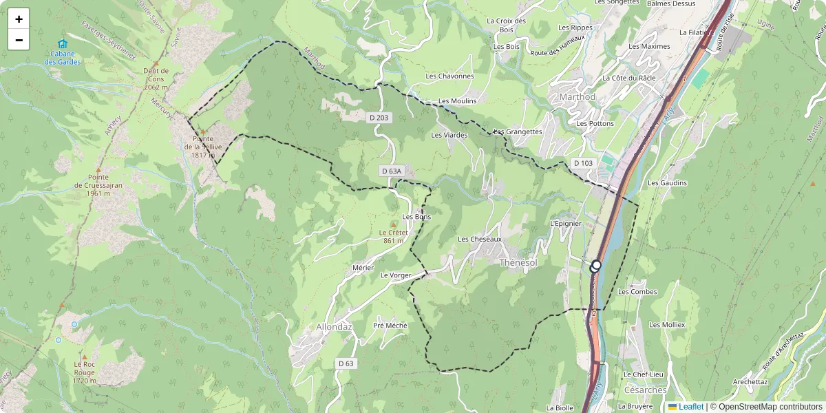 Carte du réseau de transport en commun à Thénésol - lignes de bus et arrêts