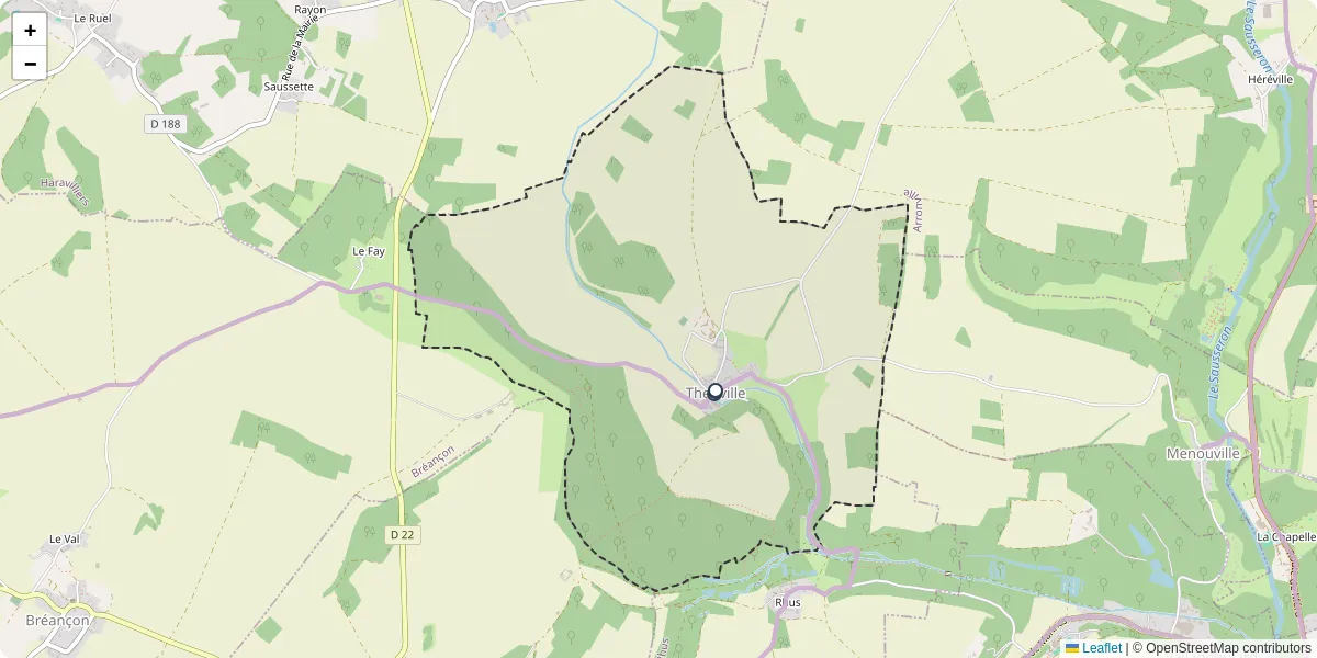 Carte du réseau de transport en commun à Theuville - lignes de bus et arrêts