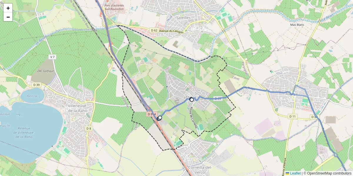 Carte du réseau de transport en commun à Théza - lignes de bus et arrêts