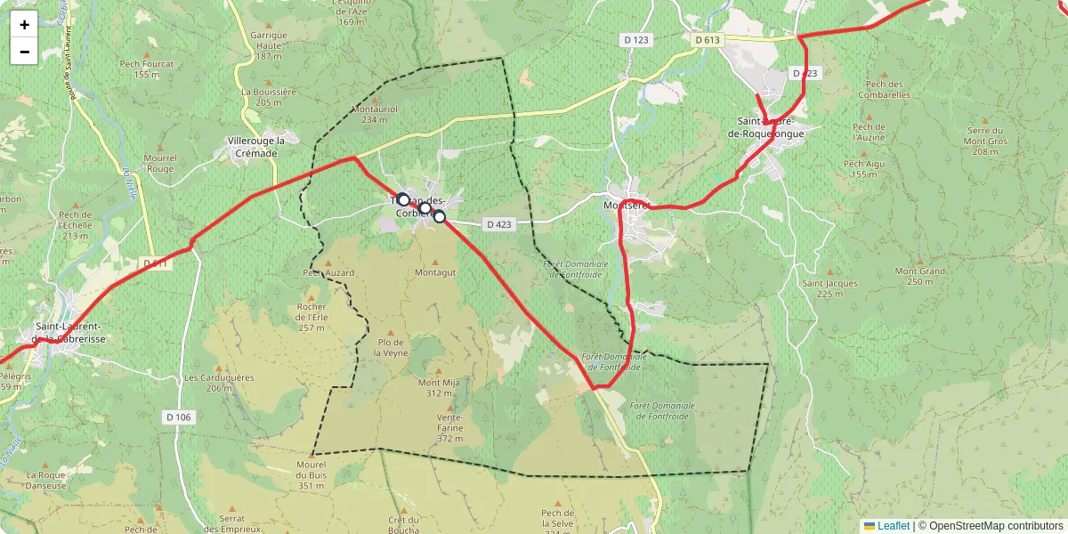 Carte du réseau de transport en commun à Thézan-des-Corbières - lignes de bus et arrêts