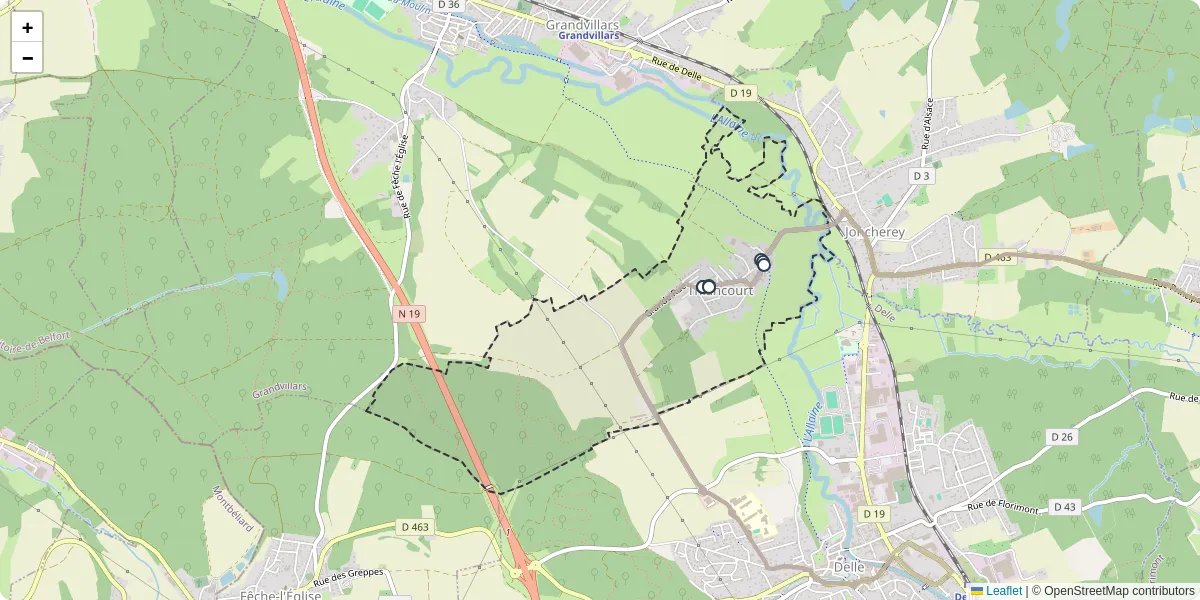 Carte du réseau de transport en commun à Thiancourt - lignes de bus et arrêts
