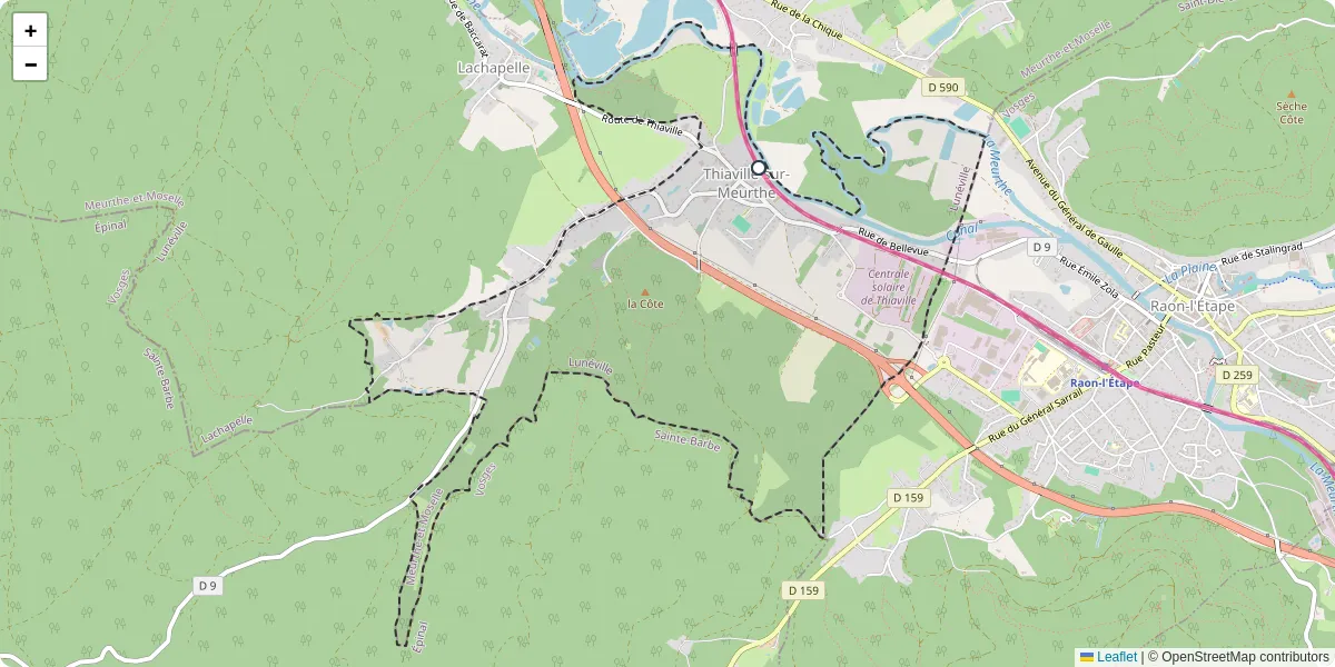 Carte du réseau de transport en commun à Thiaville-sur-Meurthe - lignes de bus et arrêts