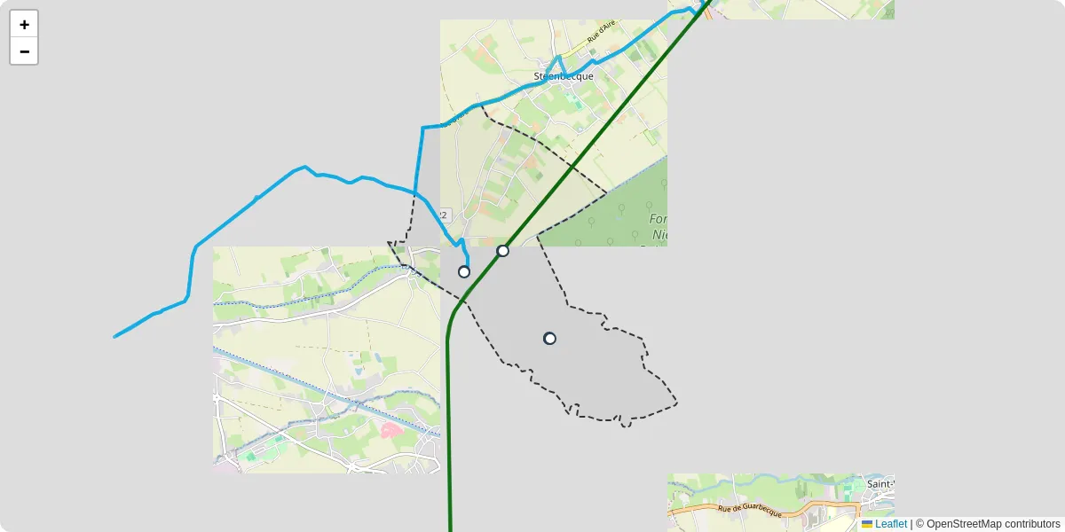 Carte du réseau de transport en commun à Thiennes - lignes de bus et arrêts