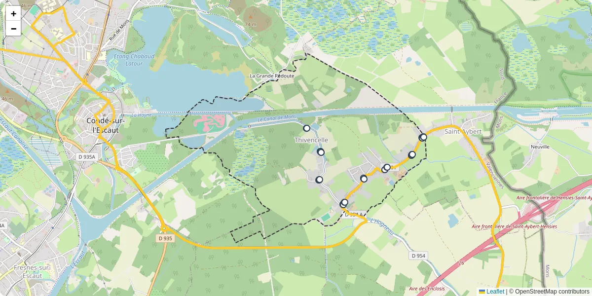 Carte du réseau de transport en commun à Thivencelle - lignes de bus et arrêts